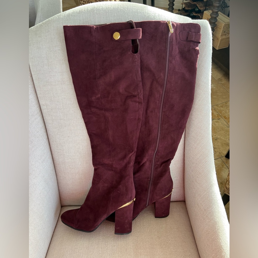Tommy Hilfiger Faux Suede Maroon over the knee Boots size 10